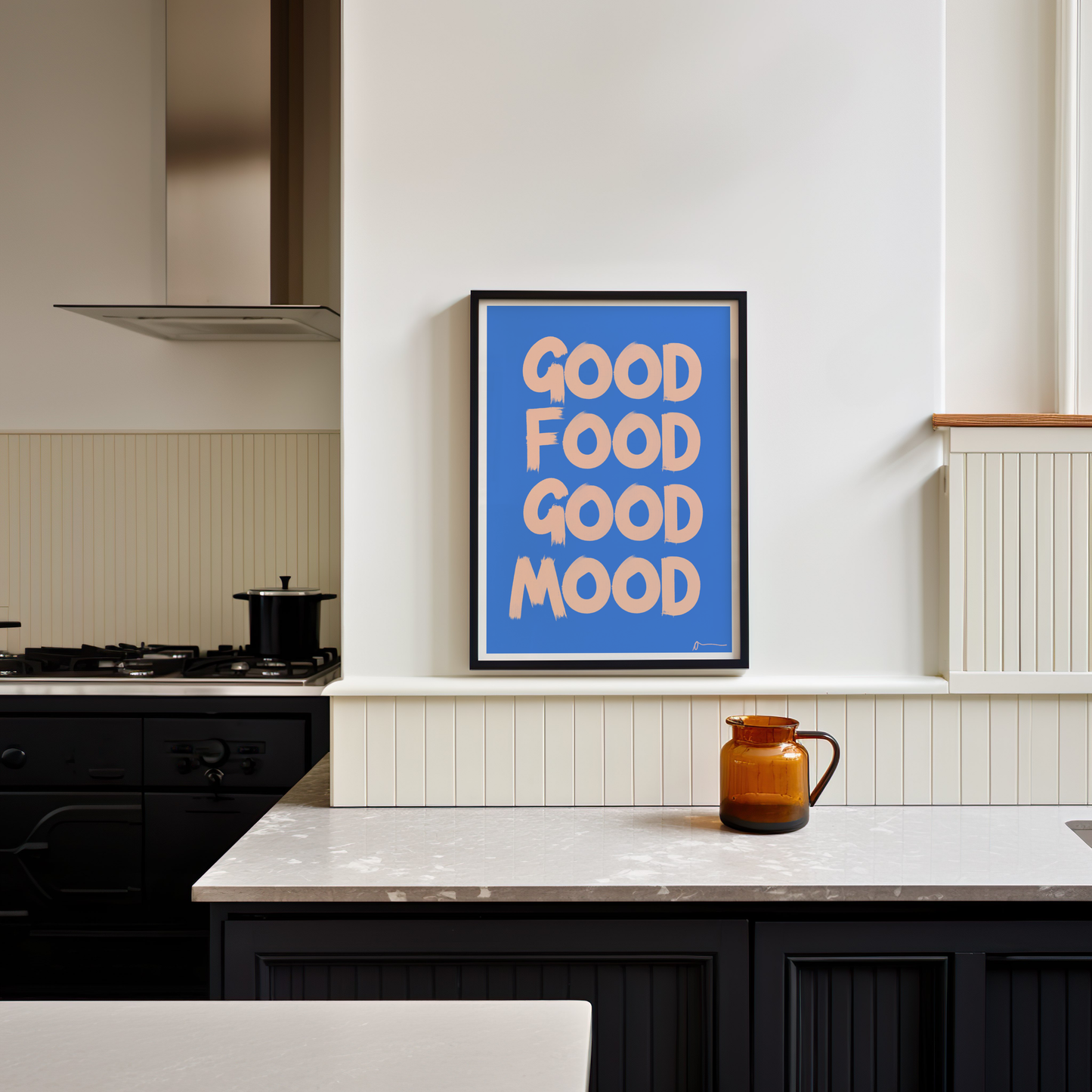 Good Food Good Mood | Blue Kitchen Print
