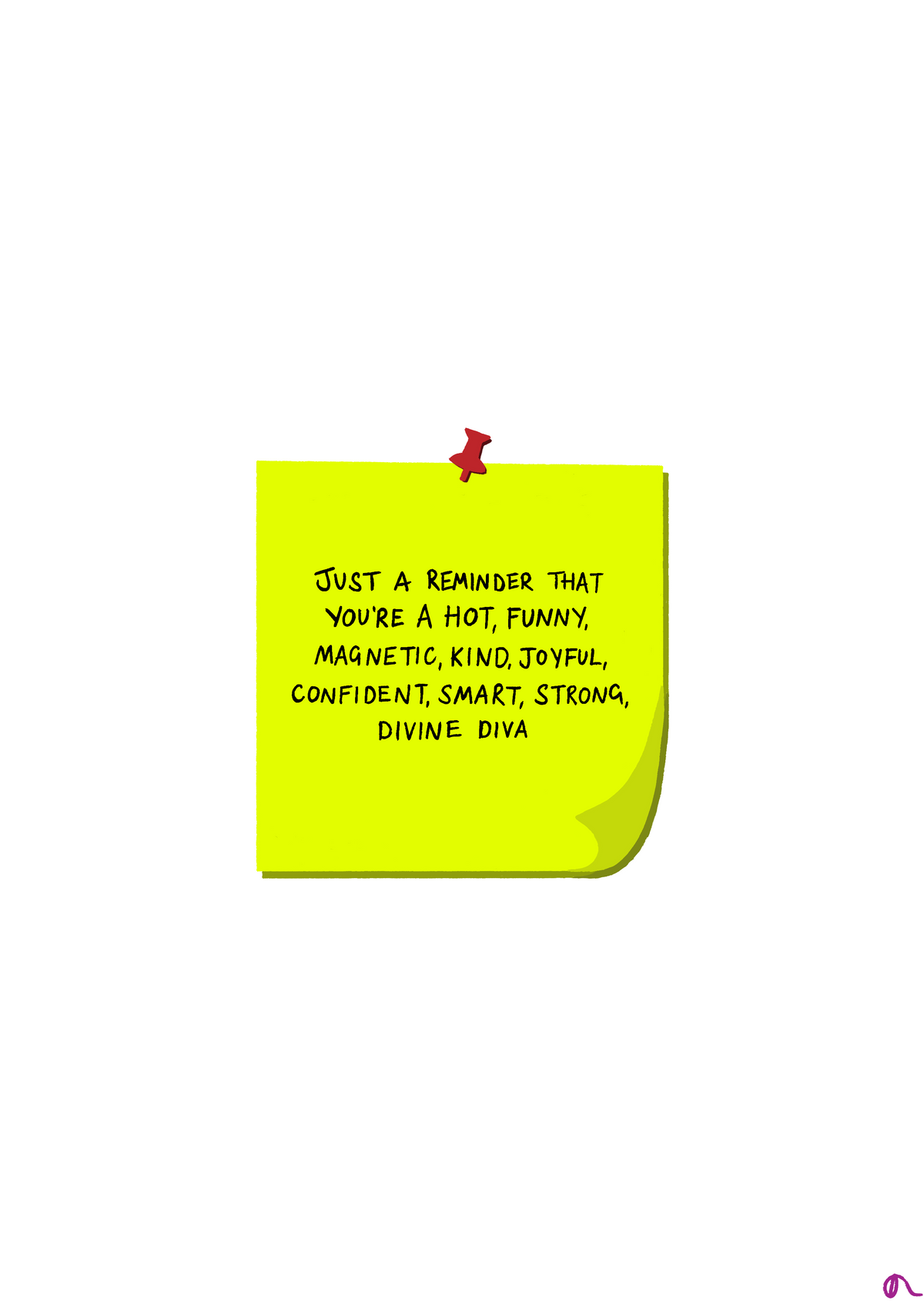 Positive Post It Note | Quirky and Witty Print Wall Art