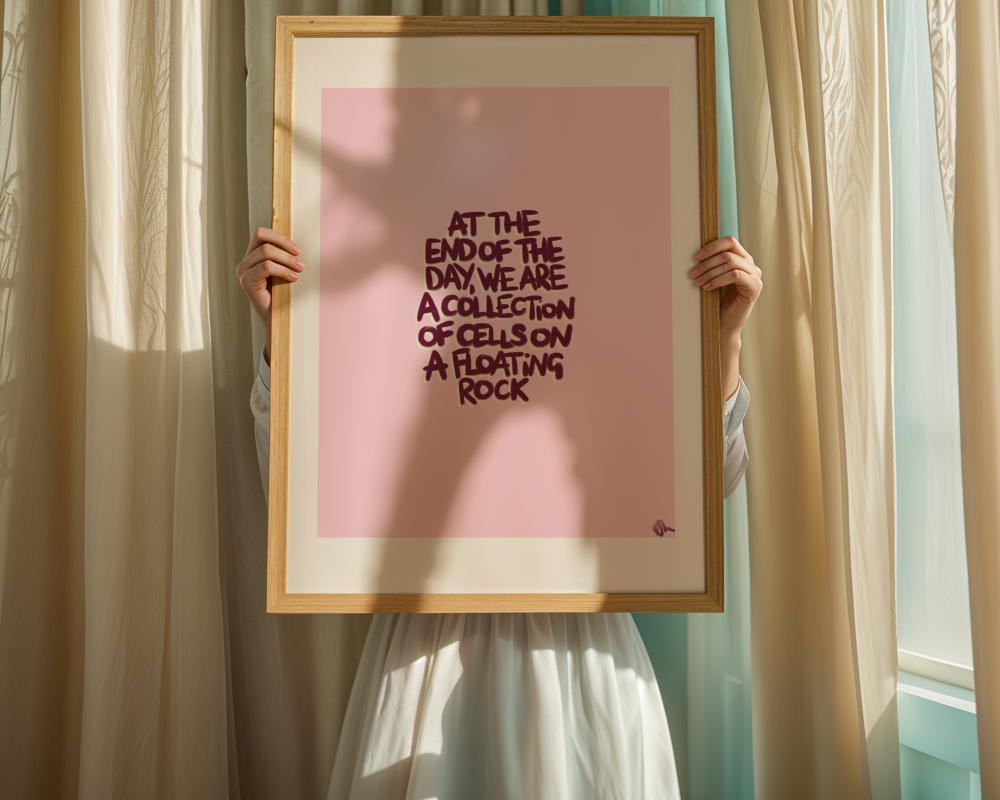 Floating Rock | Pink and Maroon Print