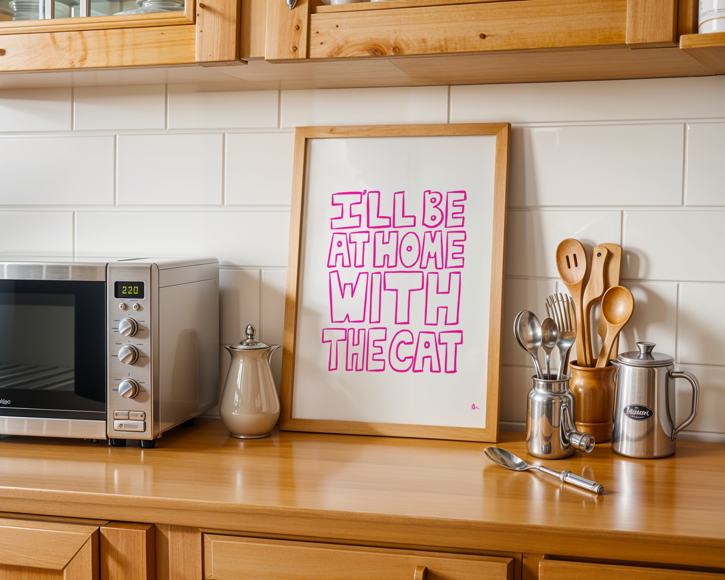 I'll Be At Home With The Cat | Pink Pet Print