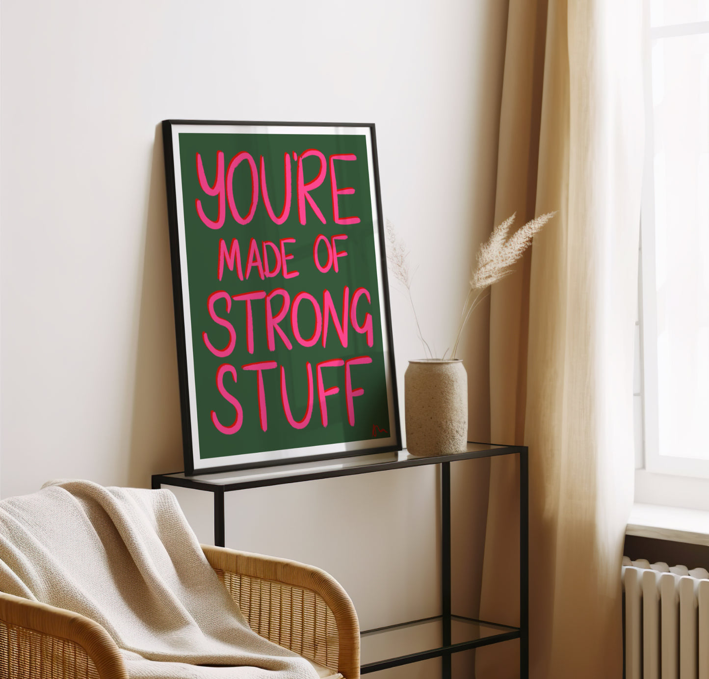 You’re Made of Strong Stuff | Green and Pink Inspirational Print