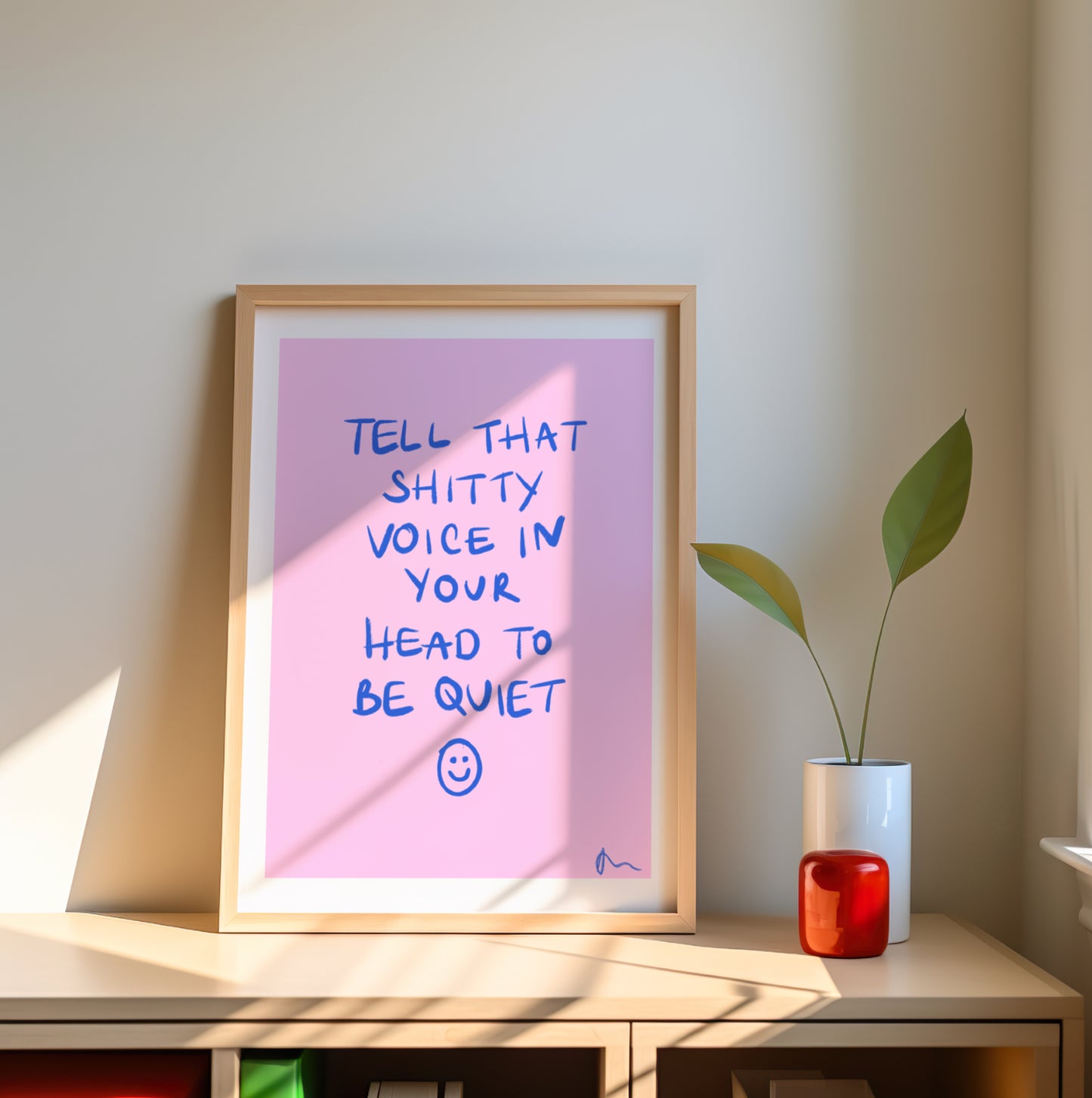 Tell That Shitty Voice | Pink and Blue Print