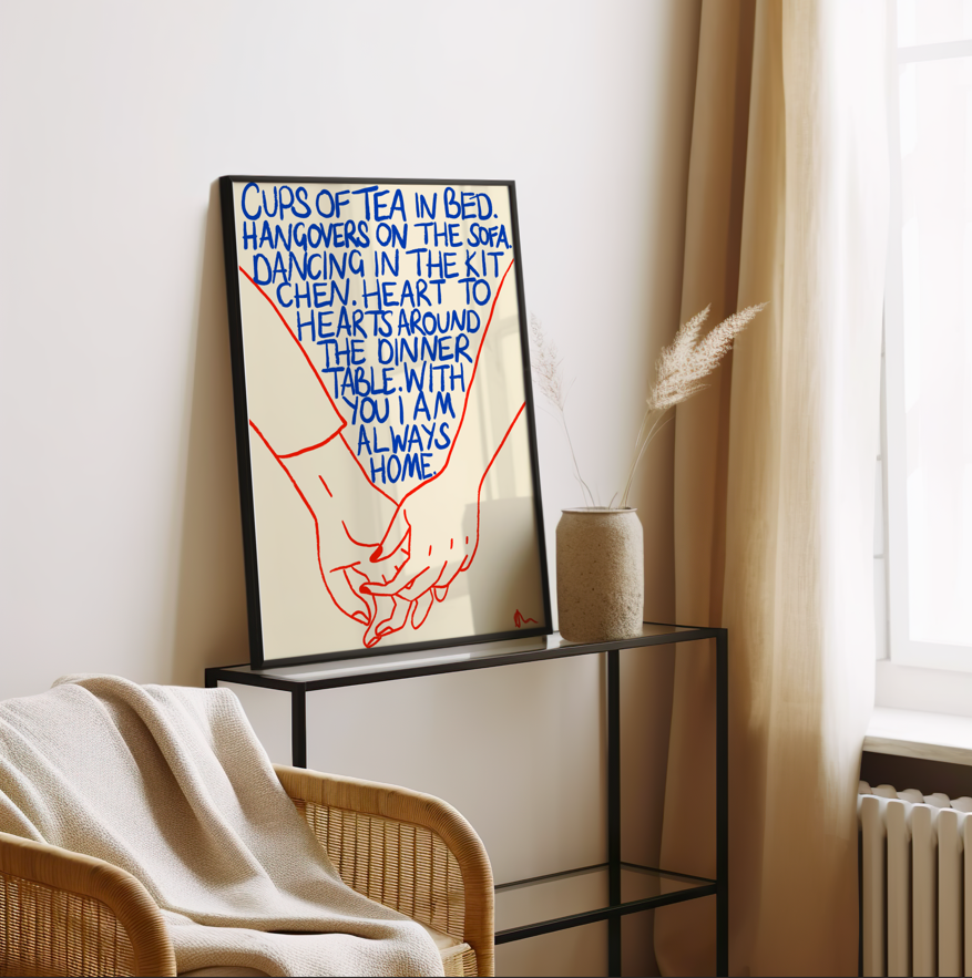 Cups of Tea In Bed | Blue and Orange Print