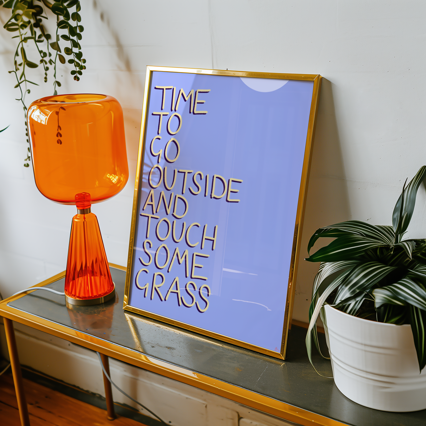Touch Grass | Blue Art Print