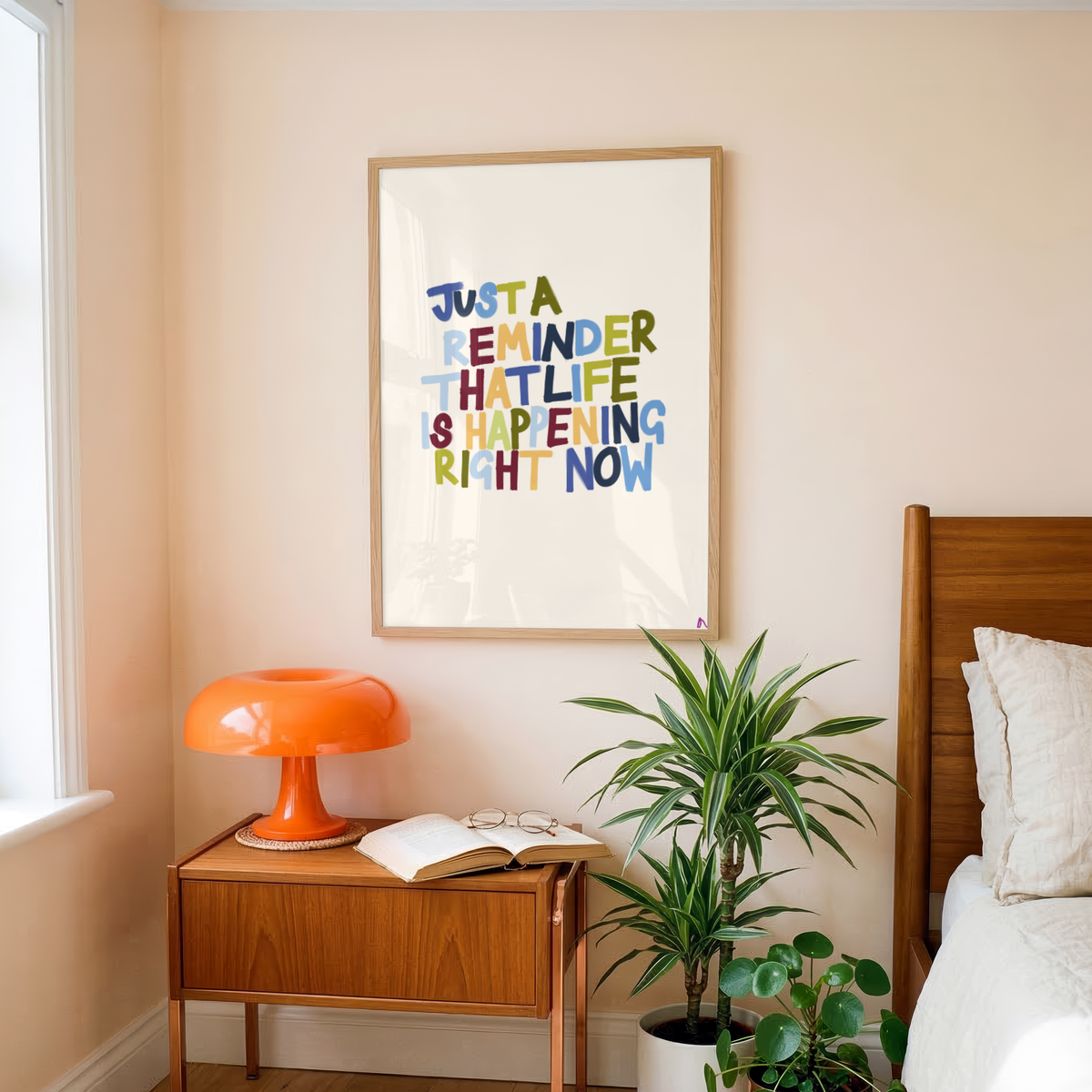 Life Is Happening Right Now | Motivational Autumn Tonal Print Wall Art