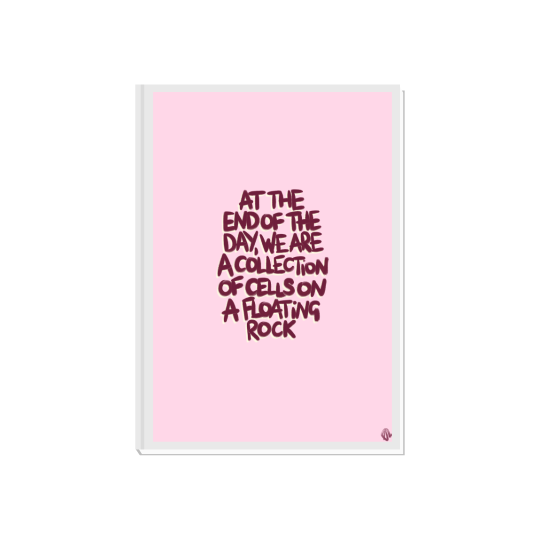 Floating Rock | Pink and Maroon Maximalist Existential Relatable Print