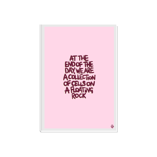 Floating Rock | Pink and Maroon Maximalist Existential Relatable Print