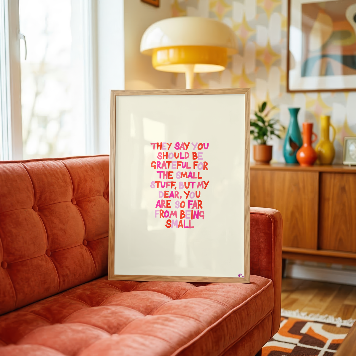Small Things | Grateful Motivational Pink Print Wall Art