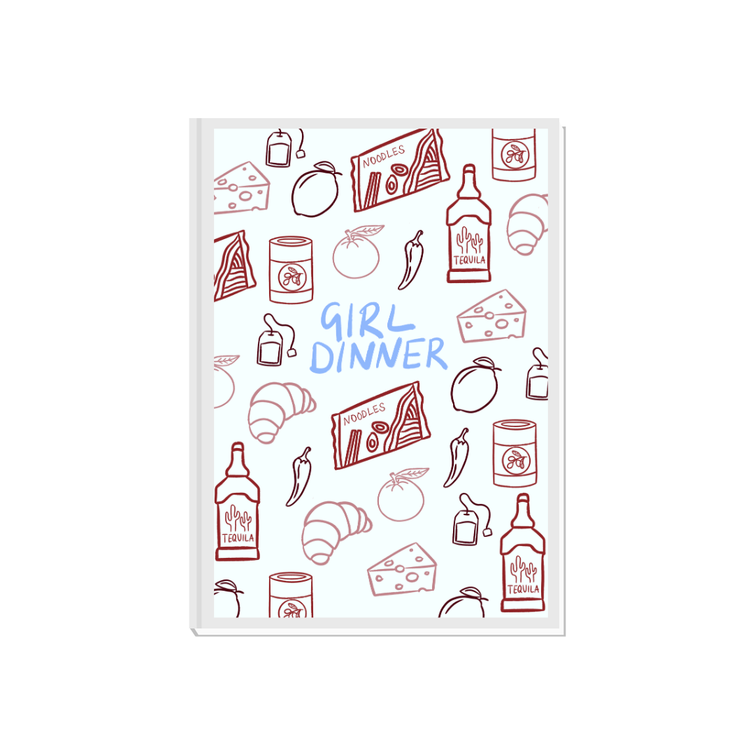 Girl Dinner | Slogan Kitchen Wine and Food Print