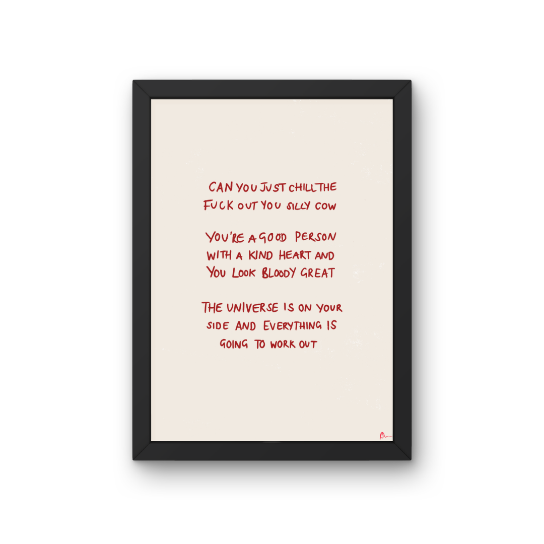 The Universe Is On Your Side | Inspiring Motivational Red and White Quote Art Print