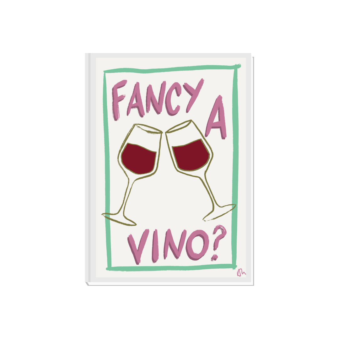 Fancy a Vino | Relatable Minimalist Wine Kitchen Art Print