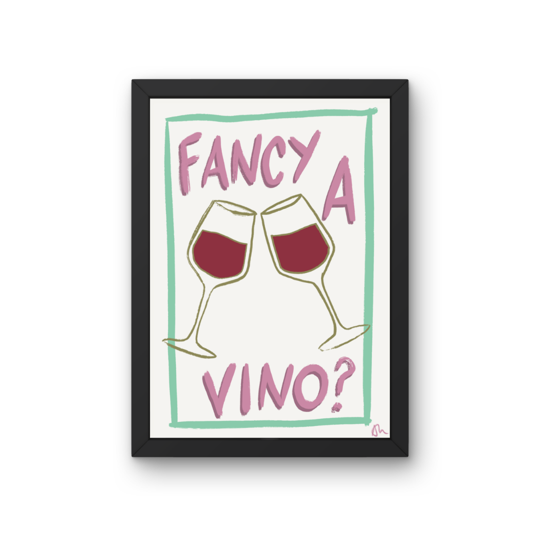 Fancy a Vino | Relatable Minimalist Wine Kitchen Art Print