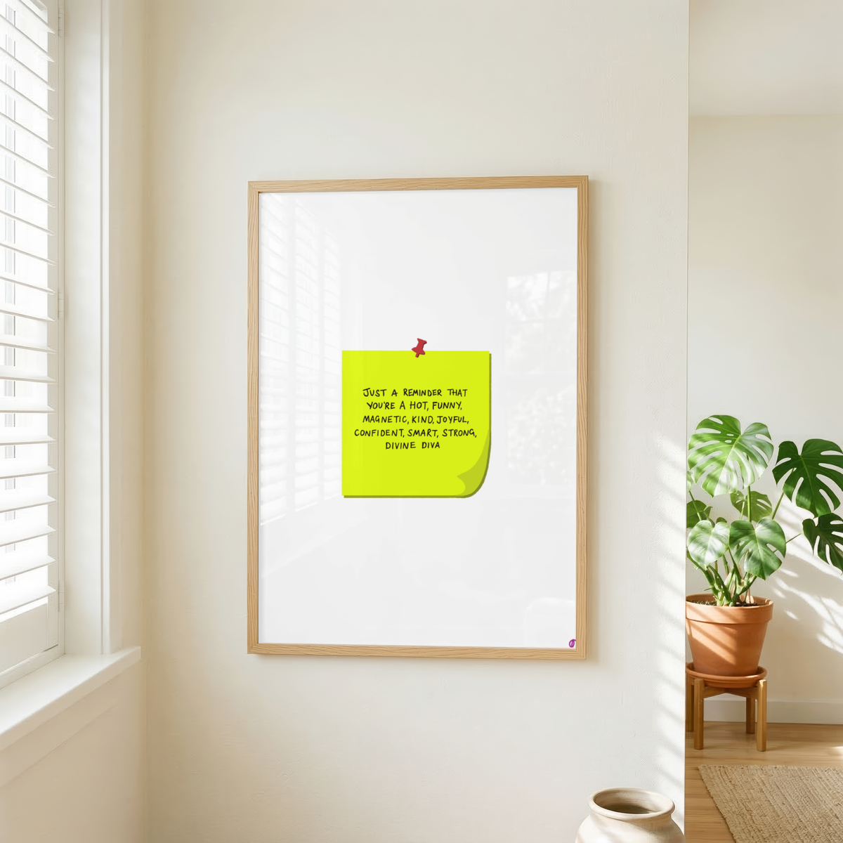Positive Post It Note | Quirky and Witty Print Wall Art