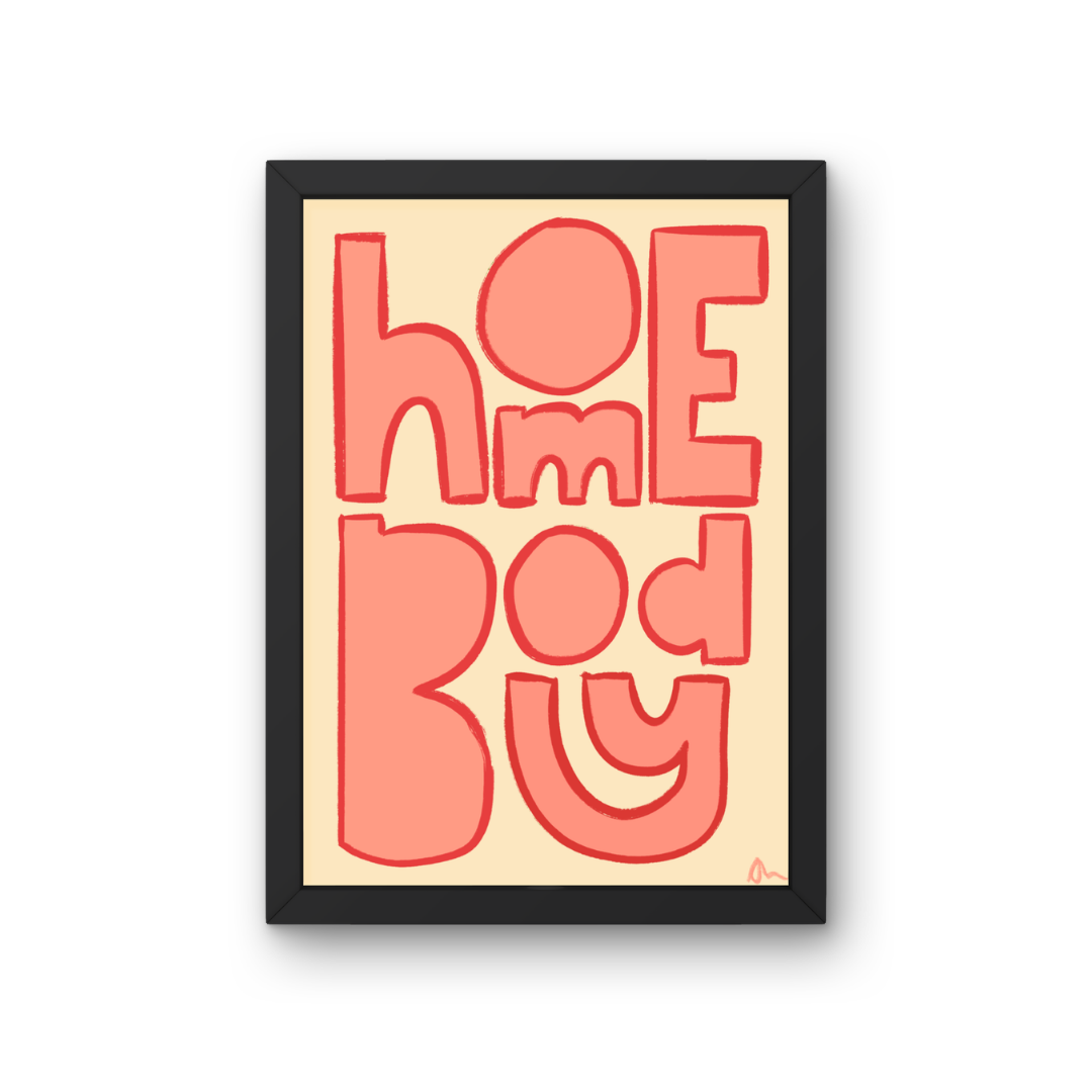 Homebody | Orange Relatable Living Room Typographic Print Wall Art