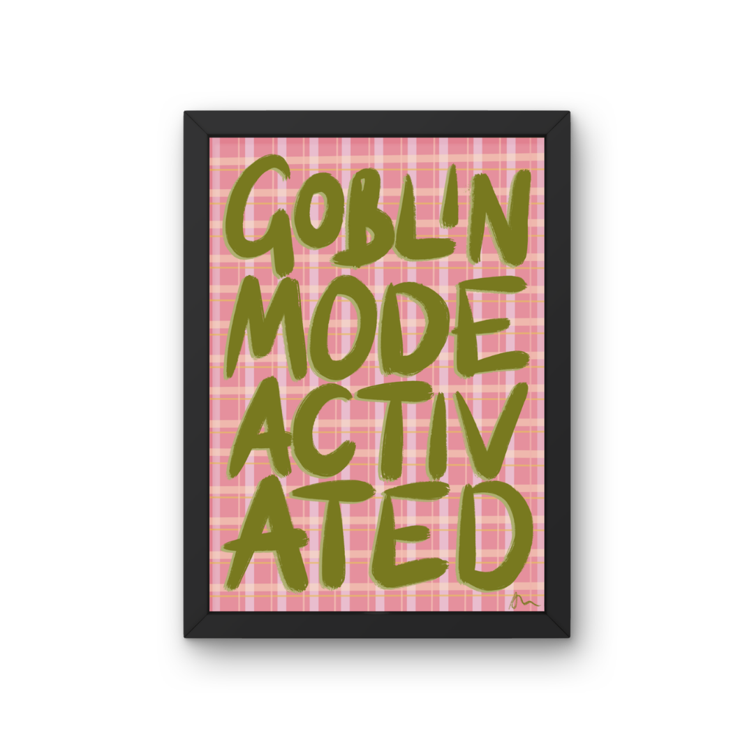 Goblin Mode Activated | Green and Pink Slogan Maximalist Bold Print