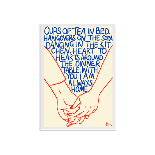 Cups of Tea In Bed | Romantic Cute Colourful Relatable Blue and Orange Print