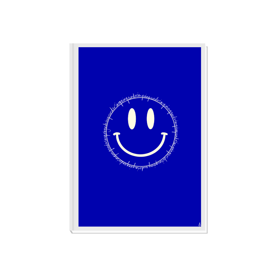 I'm Going Under | Slogan Bold Blue Smiley Living Room Print
