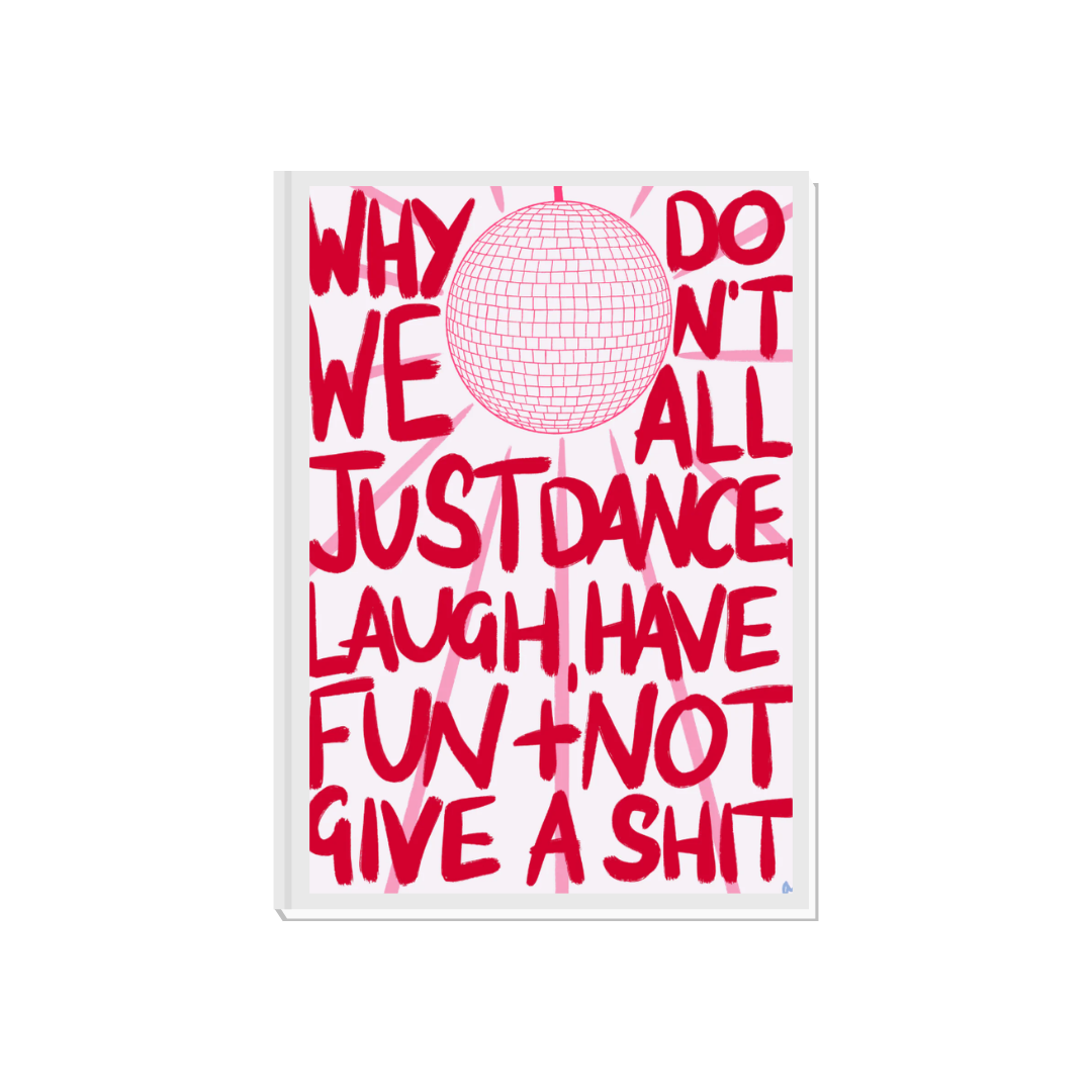Just Dance | Colourful Bold Red and Pink Disco Ball Living Room Wall Art Print