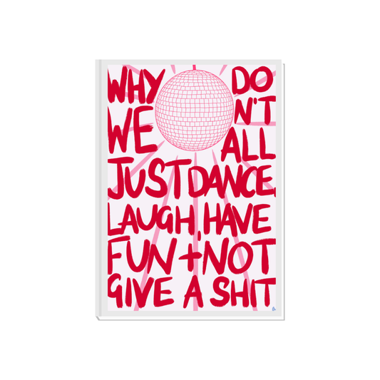 Just Dance | Colourful Bold Red and Pink Disco Ball Living Room Wall Art Print