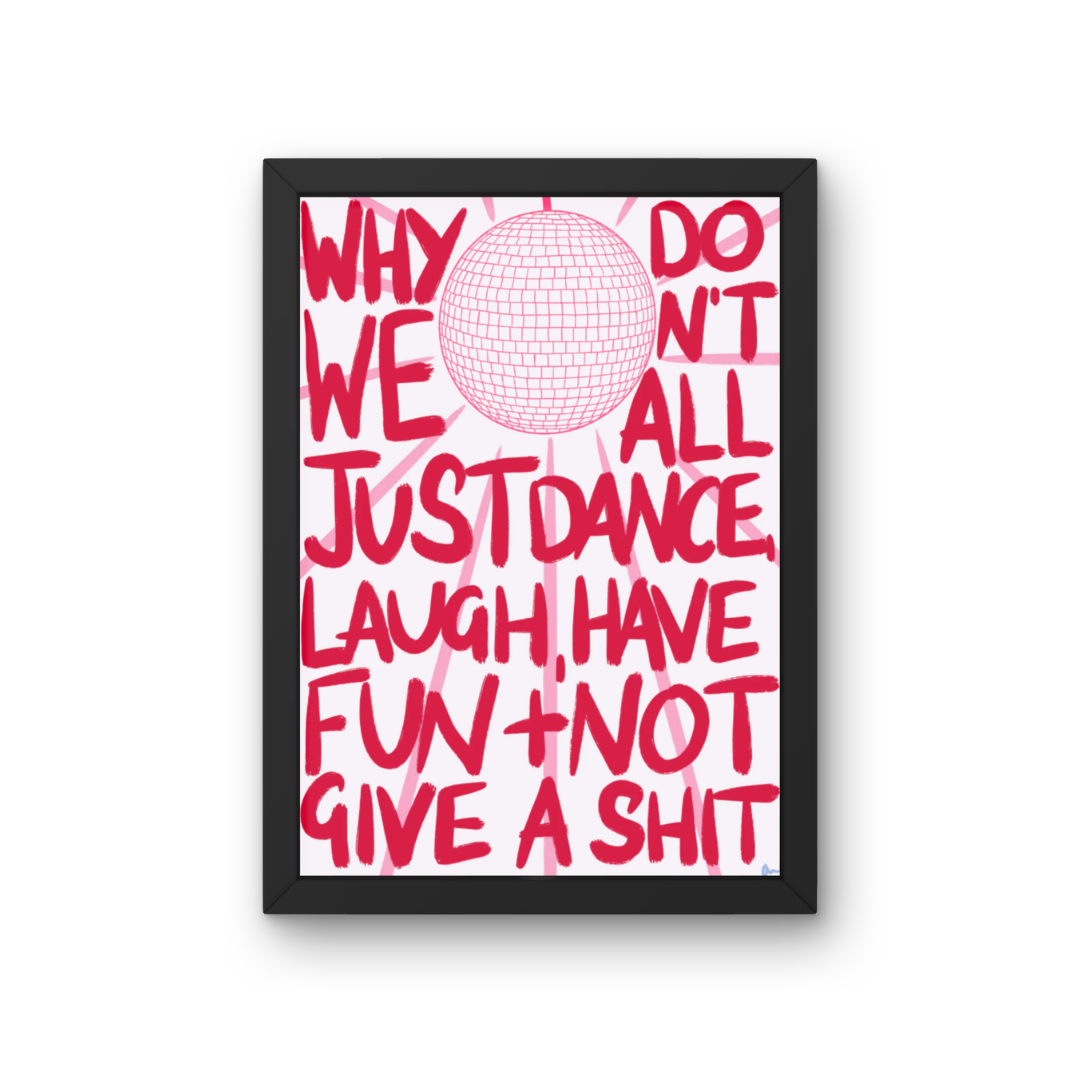 Just Dance | Colourful Bold Red and Pink Disco Ball Living Room Wall Art Print