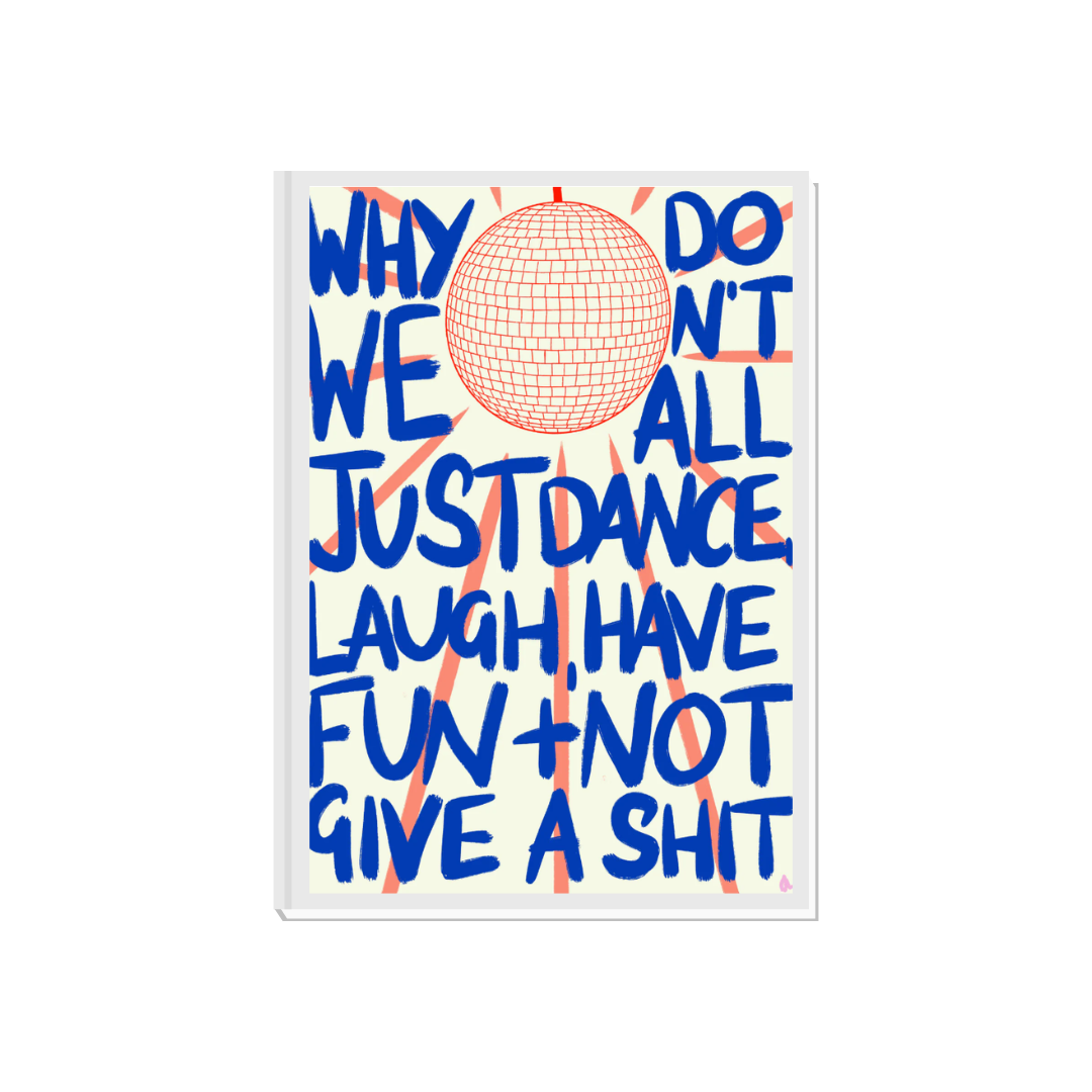 Just Dance | Blue and Coral Disco Ball Print Wall Art