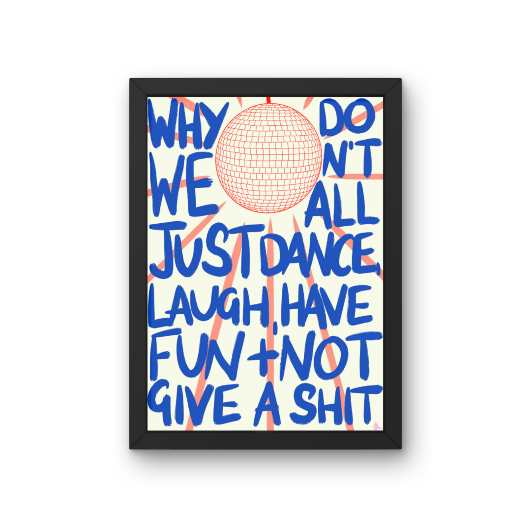 Just Dance | Blue and Coral Disco Ball Print Wall Art