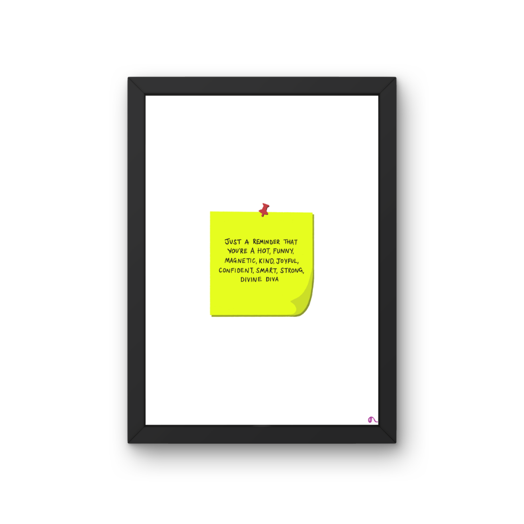 Positive Post It Note | Quirky and Witty Print Wall Art