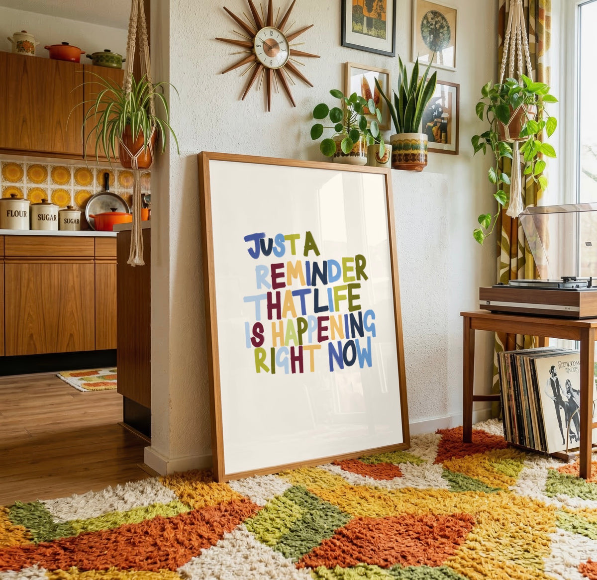 Life Is Happening Right Now | Motivational Autumn Tonal Print Wall Art