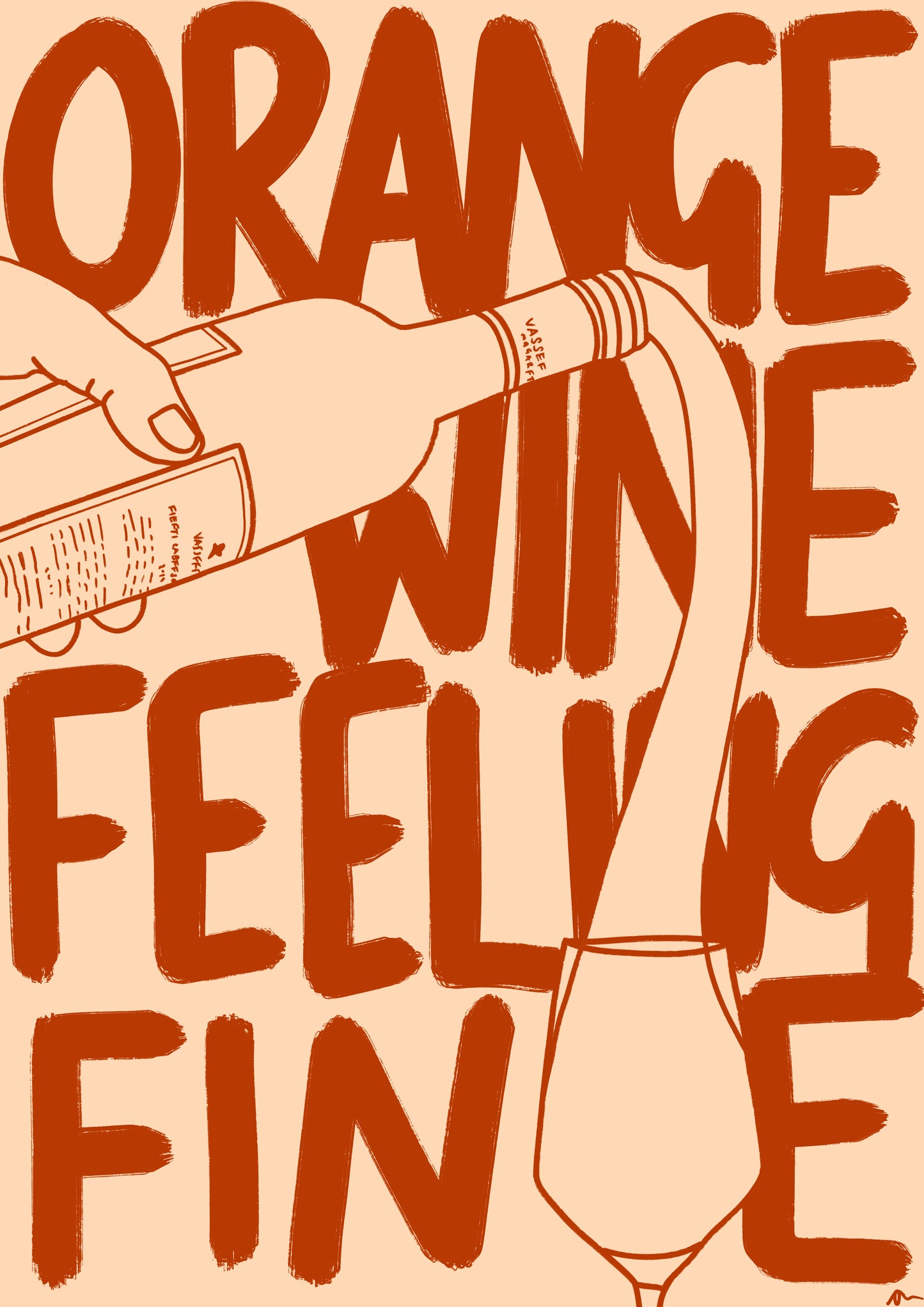 Orange Wine | Playful Food and Drink Poster Wall Art