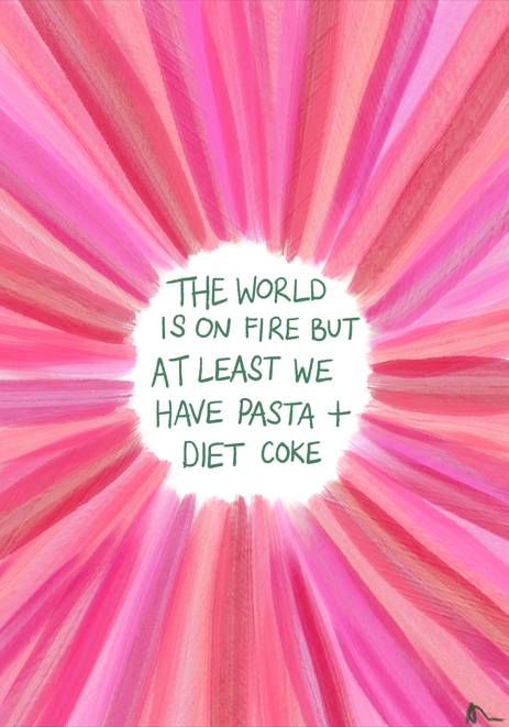 Pasta and Diet Coke