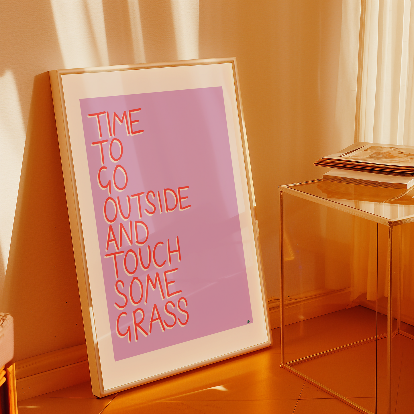 Touch Grass | Pink Art Print